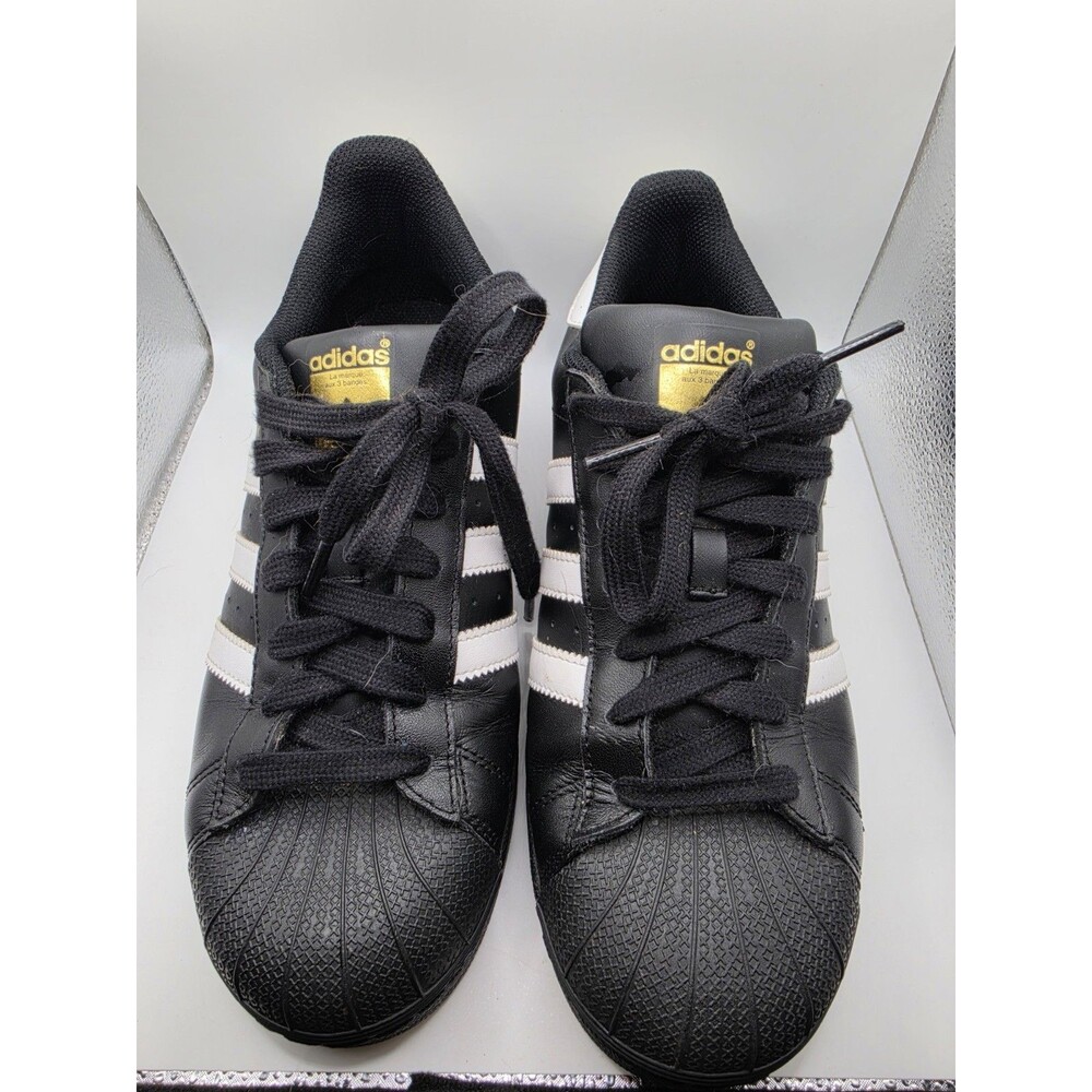 Adidas Superstar B27140 Men's 8 Black White Gold Leather Shell Toe Sneakers